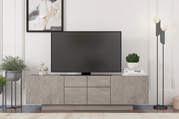 MOBİLYA GEZEGENİ ELANOR TV ÜNİTESİ 160 CM RETRO GÜMÜŞ ürün görseli 1