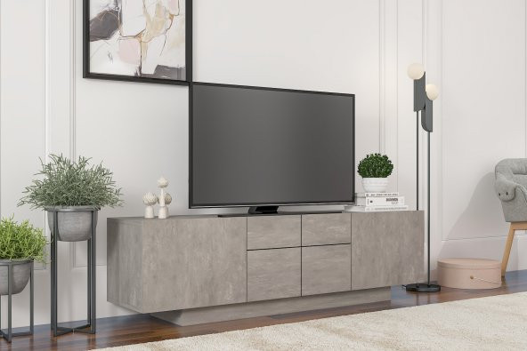 MOBİLYA GEZEGENİ ELANOR TV ÜNİTESİ 160 CM RETRO GÜMÜŞ - Resim 2