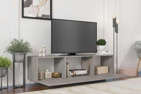 MOBİLYA GEZEGENİ ELANOR TV ÜNİTESİ 160 CM RETRO GÜMÜŞ - Resim 3