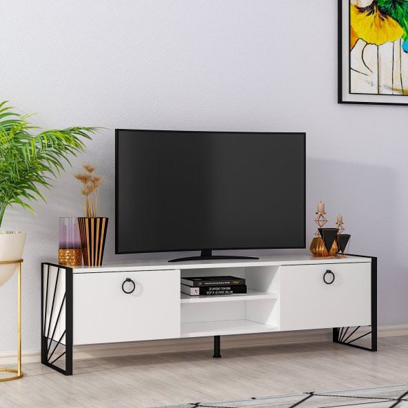 MOBİLYA GEZEGENİ THALİA TV ÜNİTESİ DEMİR AYAK 150 CM BEYAZ - 2