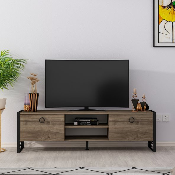 MOBİLYA GEZEGENİ THALİA TV ÜNİTESİ DEMİR AYAK CEVİZ 150 CM ürün görseli 1