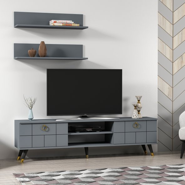 MOBİLYA GEZEGENİ LOVE GOLD TV ÜNİTESİ ANTRASİT 180 CM - 2