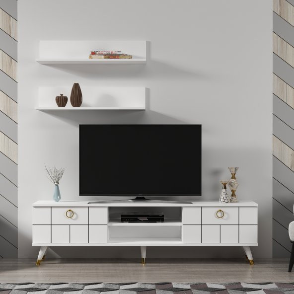 MOBİLYA GEZEGENİ LOVE GOLD TV ÜNİTESİ BEYAZ 180 CM - 1