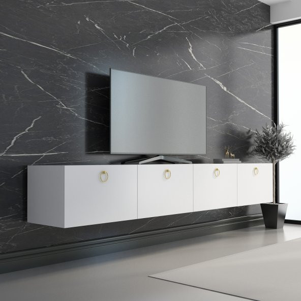 MOBİLYA GEZEGENİ HAMPER TV ÜNİTESİ BEYAZ GOLD 180 CM