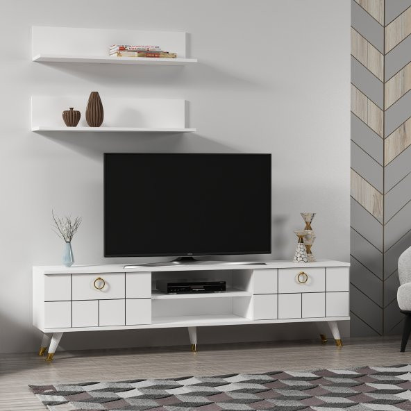 MOBİLYA GEZEGENİ LOVE GOLD TV ÜNİTESİ BEYAZ 180 CM - 2
