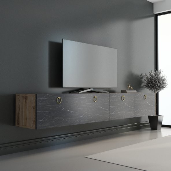 MOBİLYA GEZEGENİ HAMPER TV ÜNİTESİ ÇIRAĞAN - BENDIR MERMER GOLD 180 CM