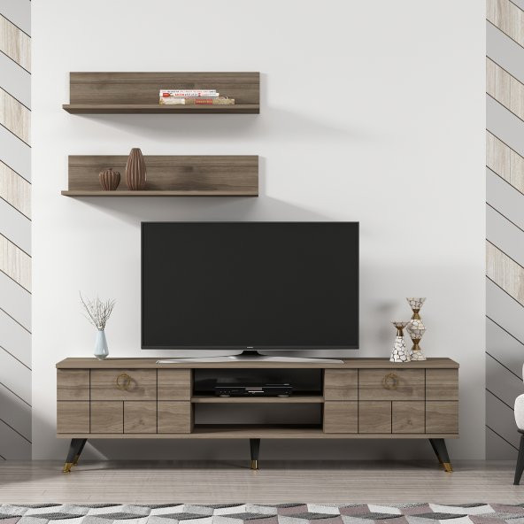 MOBİLYA GEZEGENİ LOVE GOLD TV ÜNİTESİ CEVİZ 180 CM