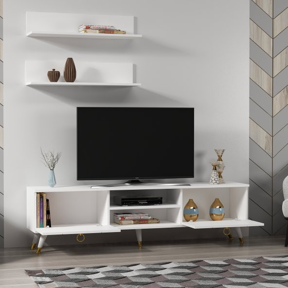 MOBİLYA GEZEGENİ LOVE GOLD TV ÜNİTESİ BEYAZ 180 CM - 3