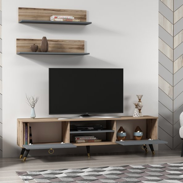 MOBİLYA GEZEGENİ LOVE GOLD TV ÜNİTESİ / ÇIRAĞAN - ANTRASİT 180 CM - 3