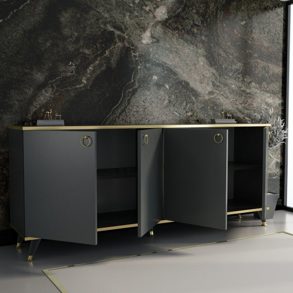 MOBİLYA GEZEGENİ KAREN GOLD KONSOL K20 KOYU GRİ 160 CM - 2