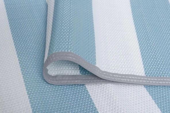 CRAFT HOME KATLANABİLİR PLASTİK HASIR HALI KİLİM KAMP PİKNİK PLAJ PARK BAHÇE TERAS VERANDA TURKUAZ-BEYAZ - 7