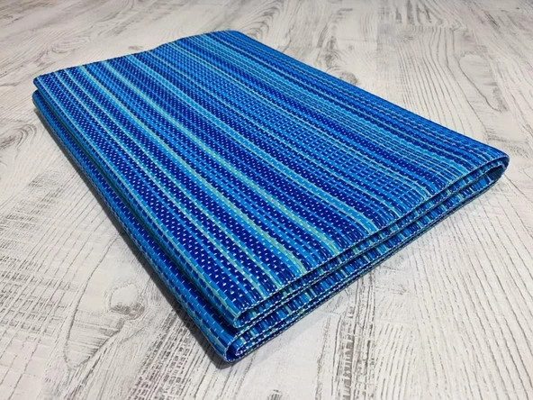 CRAFT HOME KATLANABİLİR PLASTİK HASIR HALI KİLİM KAMP PİKNİK PLAJ PARK BAHÇE TERAS VERANDA MAVİ - 10