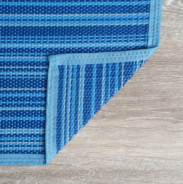 CRAFT HOME KATLANABİLİR PLASTİK HASIR HALI KİLİM KAMP PİKNİK PLAJ PARK BAHÇE TERAS VERANDA MAVİ - 6