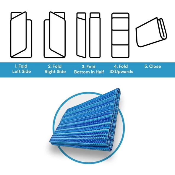 CRAFT HOME KATLANABİLİR PLASTİK HASIR HALI KİLİM KAMP PİKNİK PLAJ PARK BAHÇE TERAS VERANDA MAVİ - 3