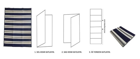 CRAFT HOME KATLANABİLİR PLASTİK HASIR HALI KİLİM KAMP PİKNİK PLAJ PARK BAHÇE TERAS VERANDA LACİVERT - 3