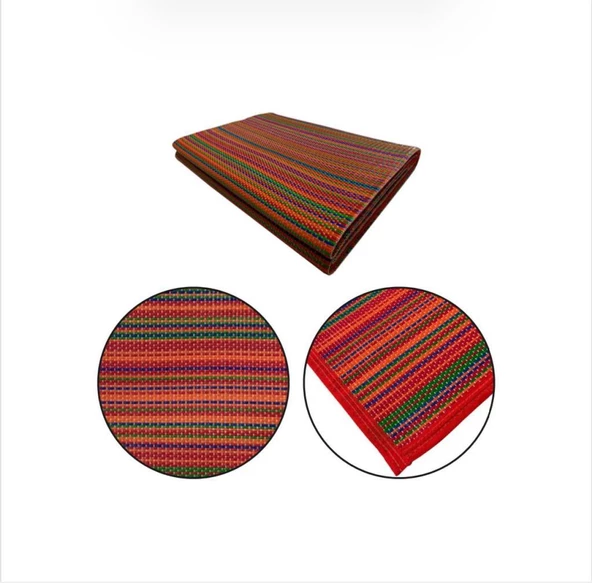 CRAFT HOME KATLANABİLİR PLASTİK HASIR HALI KİLİM KAMP PİKNİK PLAJ PARK BAHÇE TERAS VERANDA KIRMIZI - 4