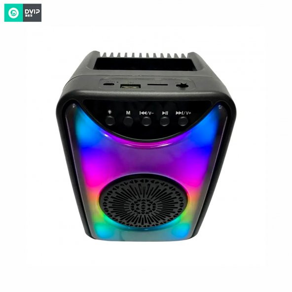 DVIP Q11 Taşınabilir Bluetooth 5.2 Hoparlör FM Radio, USB, TF SD, RGB Light Show Siyah - 4