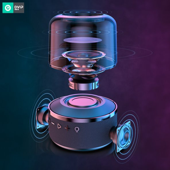 DVIP Q5 Taşınabilir Bluetooth 5.0 Hoparlör TF SD kart, 3,5mm Aux, Sesli Görüşme, RGB Light Show Siyah - 2