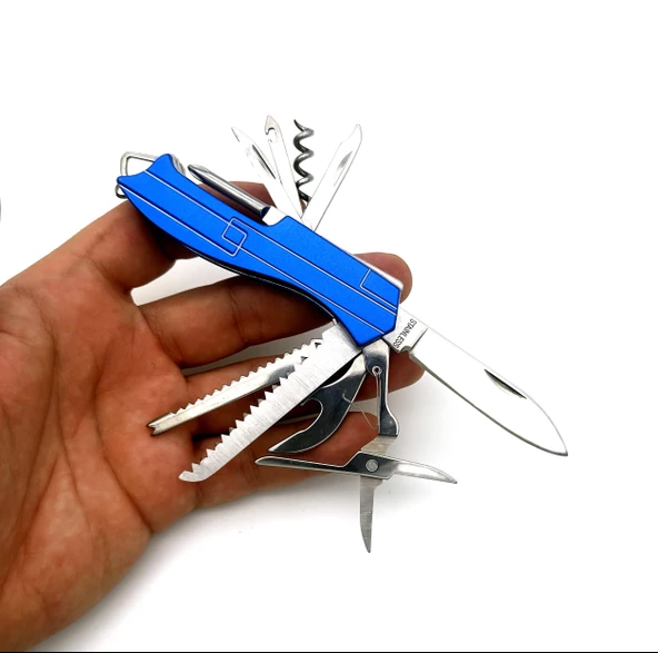 Valkyrie 11 Fonksiyonlu Kamp Cep Çakısı Multitool Mavi - 5