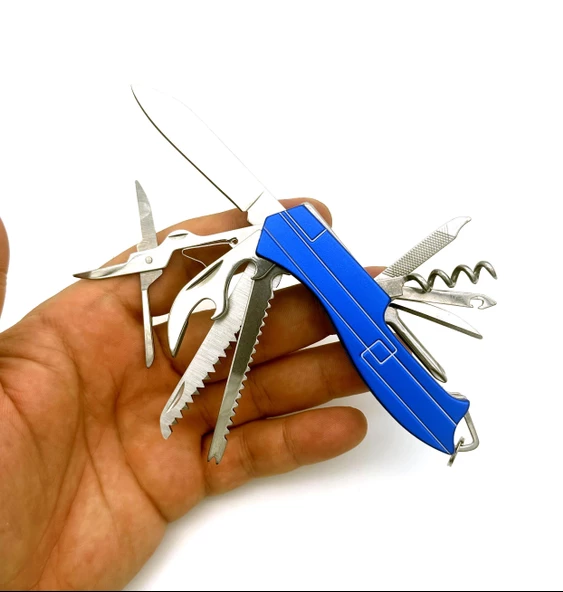 Valkyrie 11 Fonksiyonlu Kamp Cep Çakısı Multitool Mavi - 7