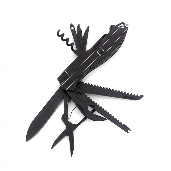Valkyrie 11 Fonksiyonlu Kamp Cep Çakısı Multitool Siyah