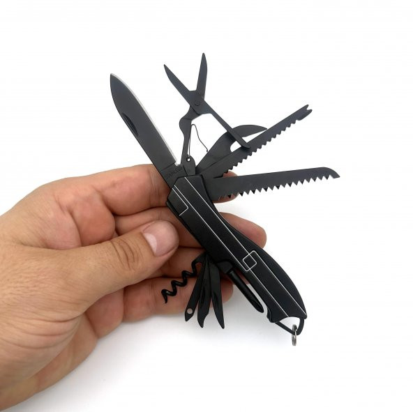 Valkyrie 11 Fonksiyonlu Kamp Cep Çakısı Multitool Siyah - 5