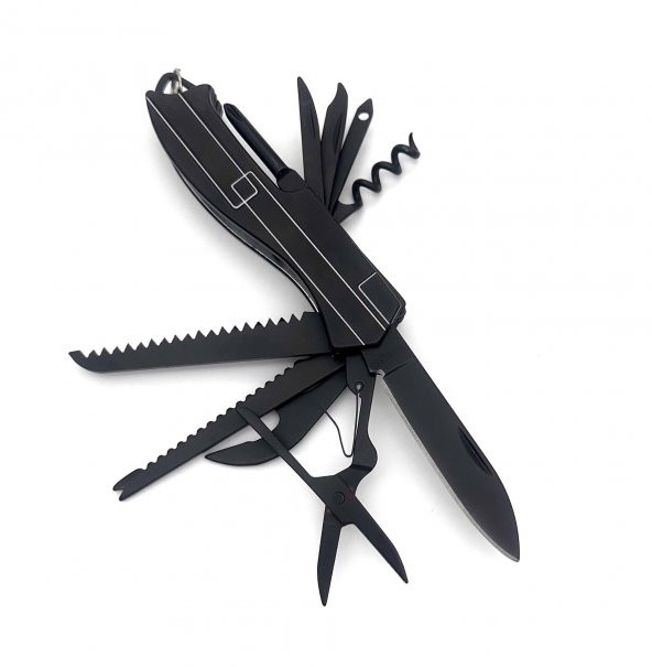 Valkyrie 11 Fonksiyonlu Kamp Cep Çakısı Multitool Siyah - 7