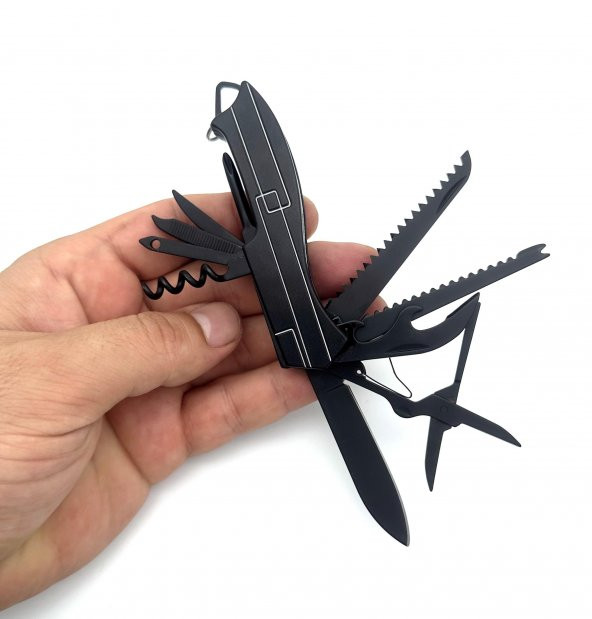 Valkyrie 11 Fonksiyonlu Kamp Cep Çakısı Multitool Siyah - 9