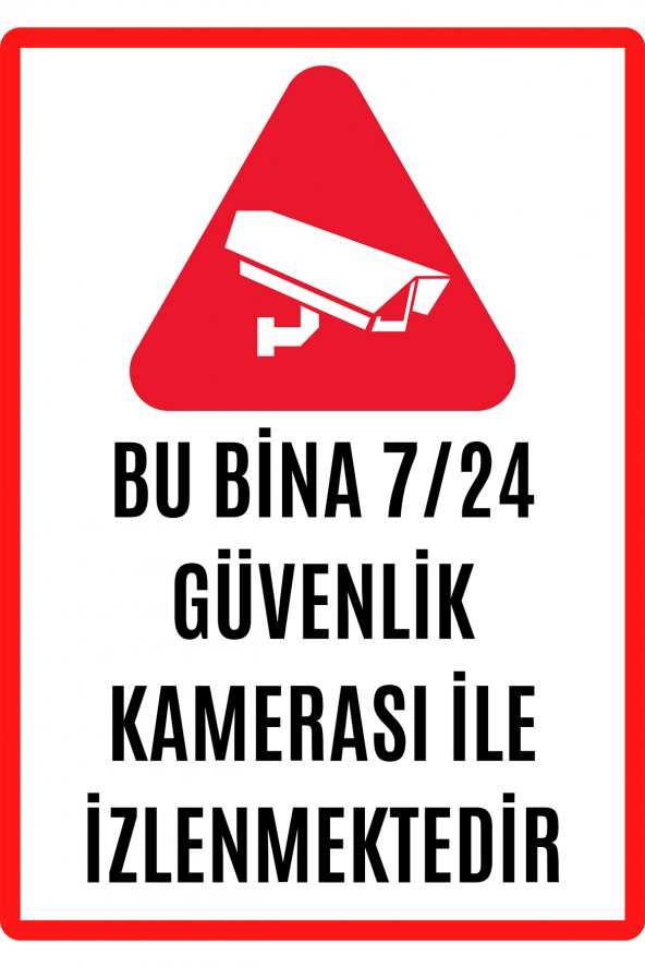 Emach Dizayn Bu Alan 7/24 Saat Kamerayla İzlenmektedir Uyarı Ikaz Levhası PVC Kaplama A4