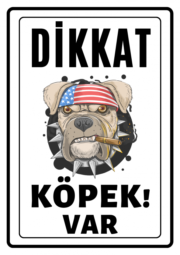 Emach Dizayn Dikkat Köpek Var Uyarı ikaz Levhası PVC Kaplama A4 Bad Dogs 3