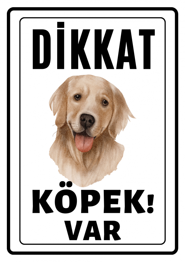 Emach Dizayn Dikkat Köpek Var Uyarı ikaz Levhası PVC Kaplama A4 Sarı