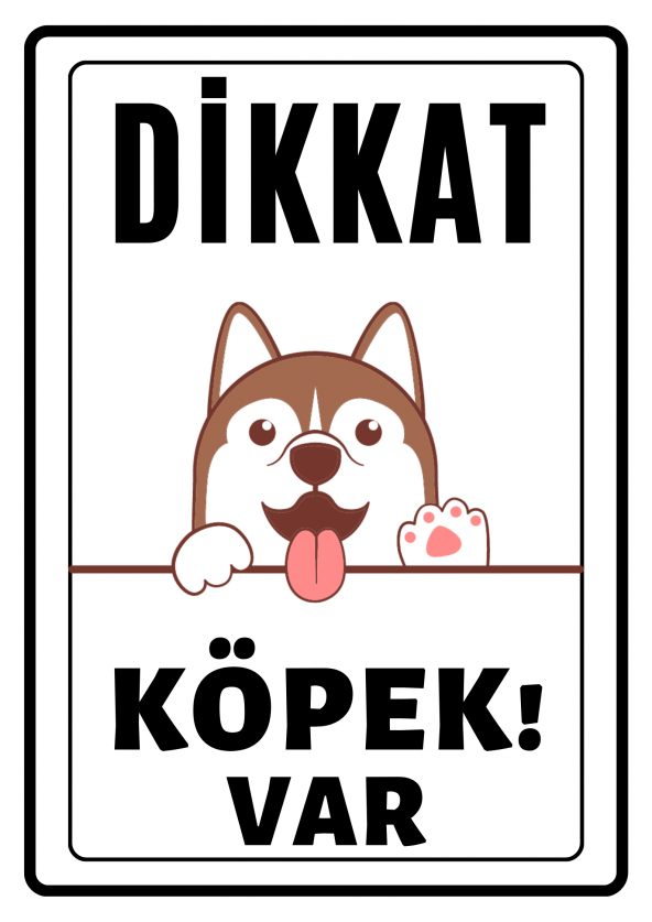Emach Dizayn Dikkat Köpek Var Uyarı ikaz Levhası PVC Kaplama A4 Kurt