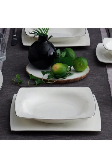 Carolıne 85 Parça Kare Bone Yemek Takımı - 220 - Resim 2