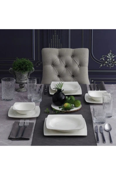 Carolıne 85 Parça Kare Bone Yemek Takımı - 220 ürün görseli