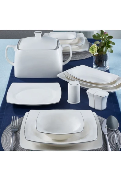 Carolıne 62 Parça Kare Bone Yemek Takımı - 220