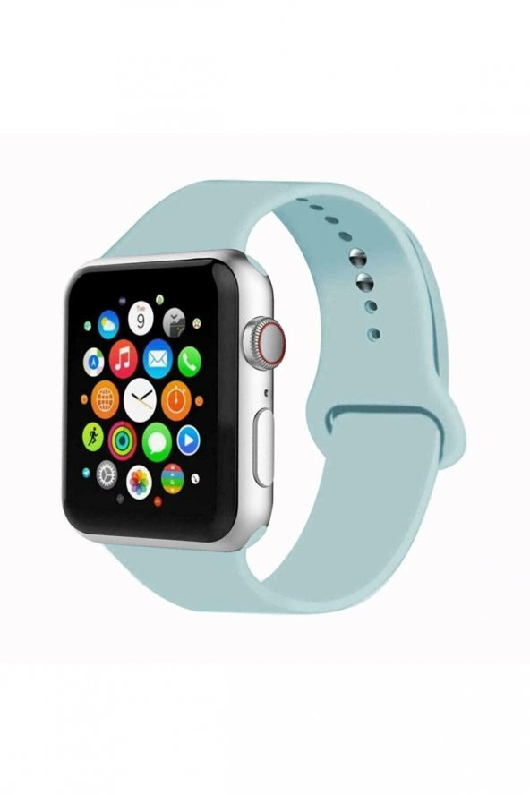 Apple Watch 42 44 Mm Silikon Kordon Hava Mavi
