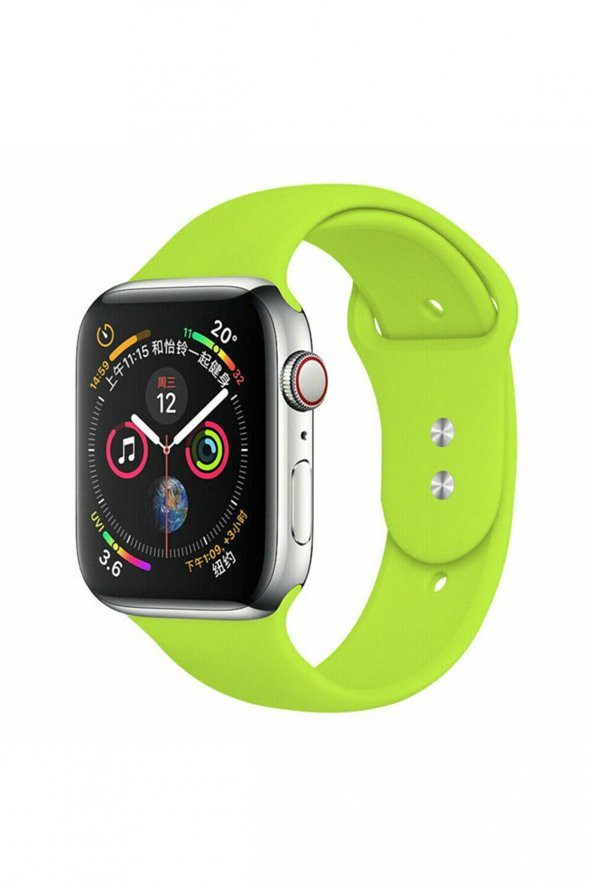 Apple Watch 42 44 Mm Silikon Kordon Neonyeşil