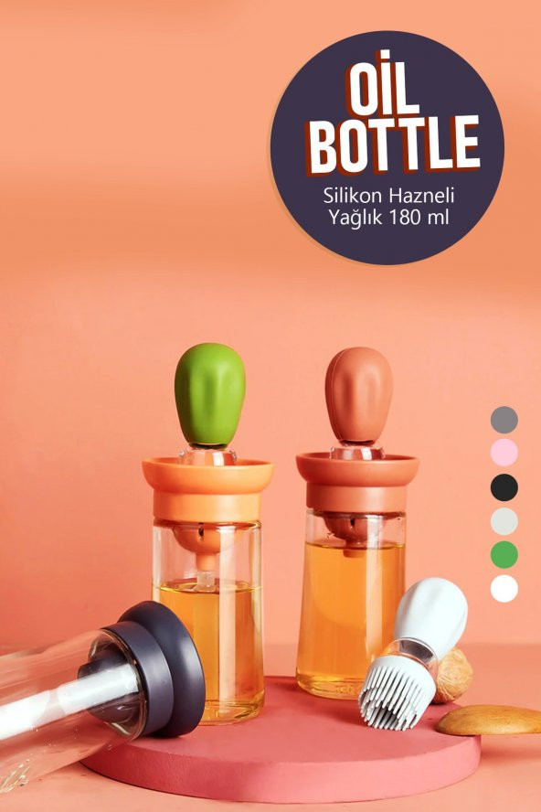 Oil Bottle Silikon Hazneli Fırçalı Yağlık Sirkelik Sosluk 180 Ml - 10
