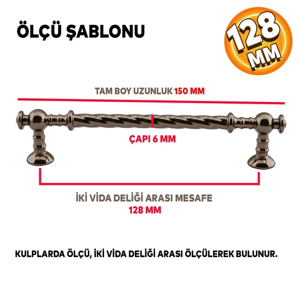 Burgu Mobilya Mutfak Dolabı Çekmece Dolap Kapak Kulpu Kulbu Bronz (128 MM-12.8 CM) Metal Kulpları - 4