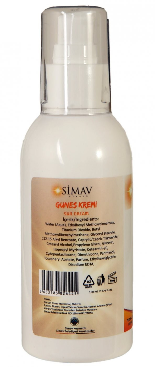 SİMAV Termal Sulu Güneş Kremi - 150 ml - 3