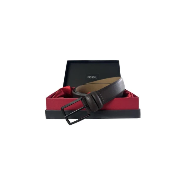 Fossil Koyu Kahve  Klasik 3,5 cm Erkek Kemeri -120cm