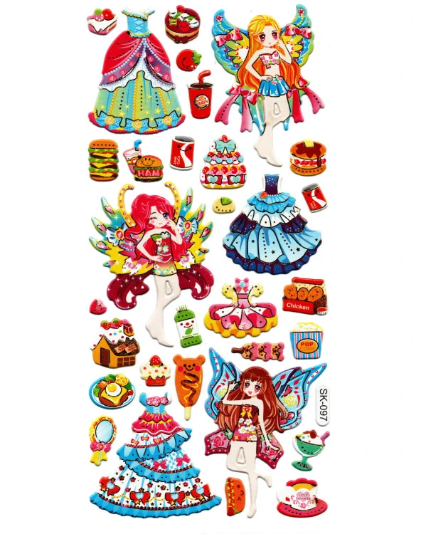 Sticker Kabartmalı Stiker Defter, Planlayıcı Etiket (sk097) 9x18 cm- Peri Kız Giydirme