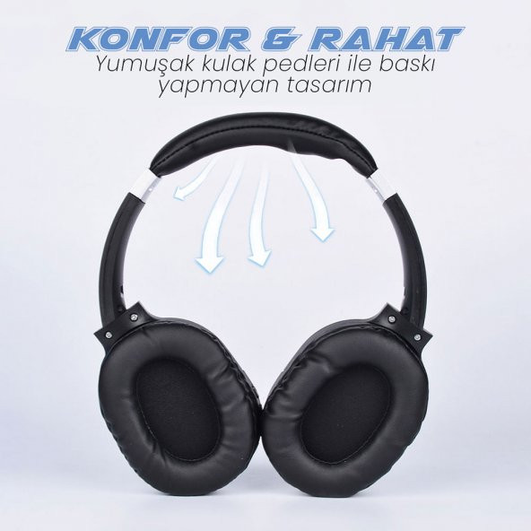A01 Ayarlanabilir ve Katlanabilir 90 Derece Dönebilen Kulak Üstü Bluetooth Kulaklık - 6