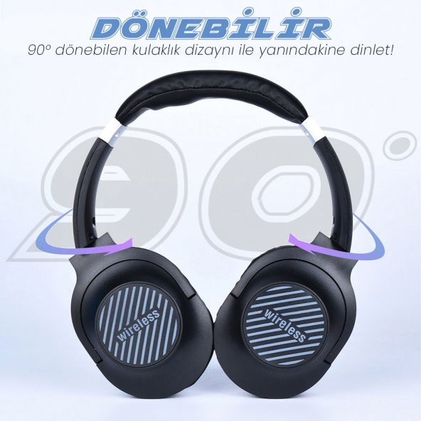 A01 Ayarlanabilir ve Katlanabilir 90 Derece Dönebilen Kulak Üstü Bluetooth Kulaklık - 11