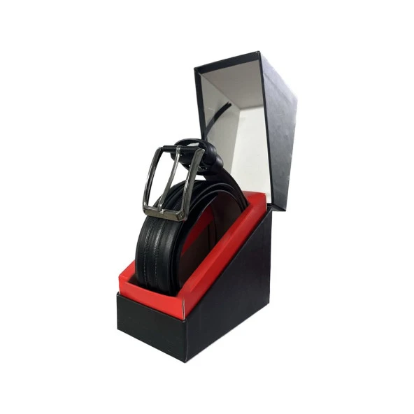 Fossil Desenli Siyah Klasik 3,5 cm Erkek Kemeri-125CM - Resim 5