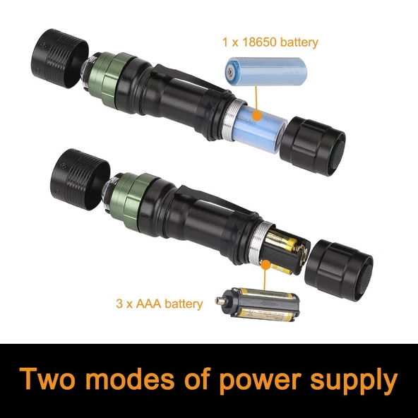Valkyrie Cree Q5 Uzun Menzil El Feneri - Zoom - AAA Destekli - 10