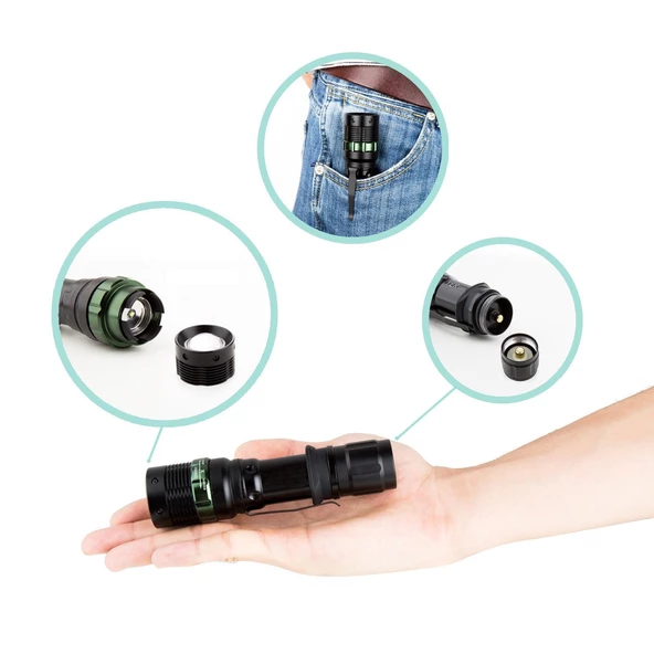 Valkyrie Cree Q5 Uzun Menzil El Feneri - Zoom - AAA Destekli - 3