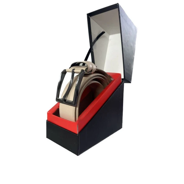 Fossil Krem Hakiki Deri Klasik 3,5 Cm Erkek Kemeri-130CM - Resim 5