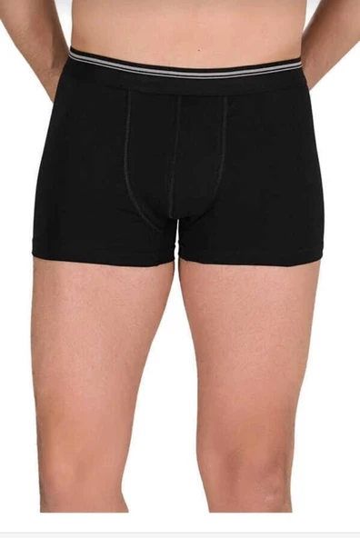 BERRAK 1097 ERKEK LİKRALI DÜZ BOXER 12 ADET  L SİYAH