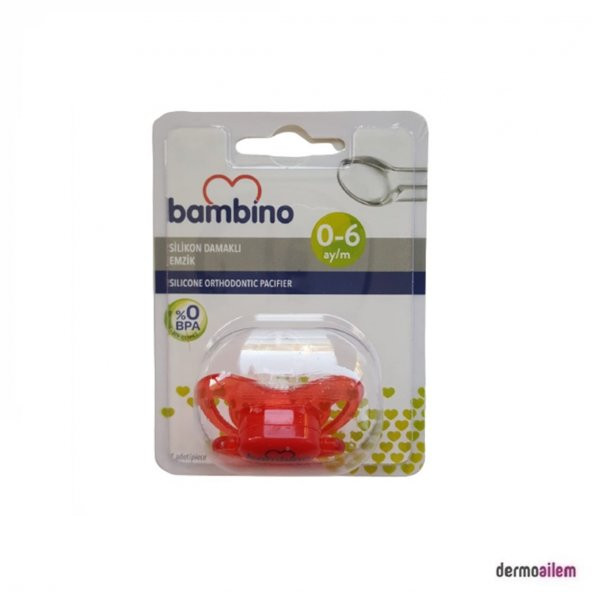 Bambino Silikon Damaklı Emzik 0-6 Ay No:1 Kırmızı